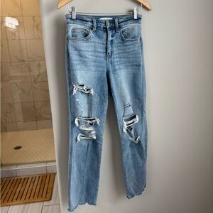 Flying Monkey distressed High Rise Cropped Straight Stretch Jean womens size 26